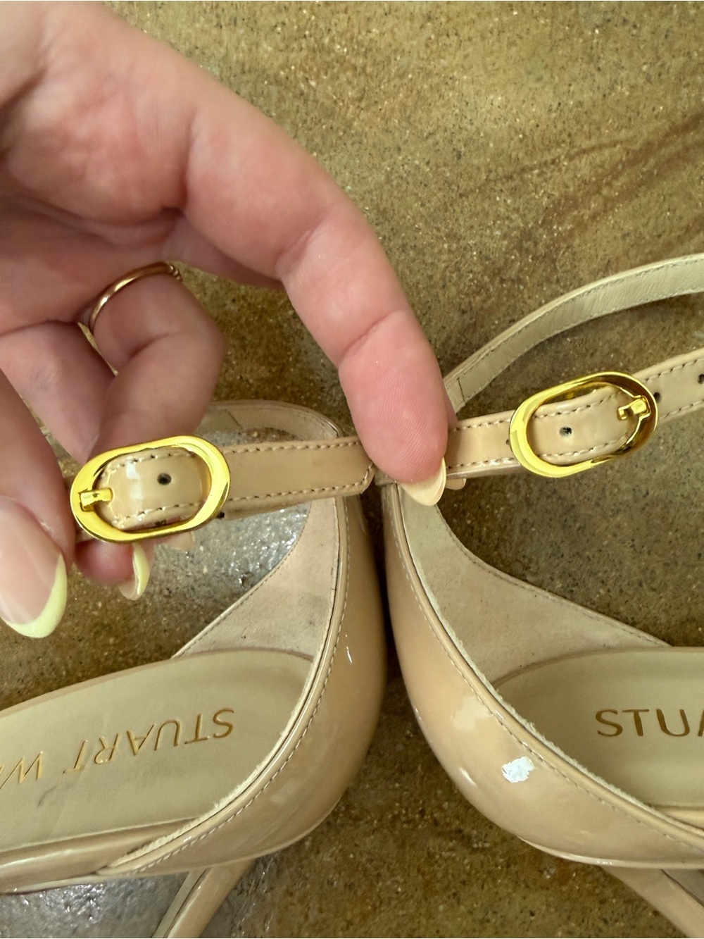 Stuart Weitzman Nudistcurve 100 Patent Leather Sandals Nude Women’s Size 10B - Picture 10 of 10